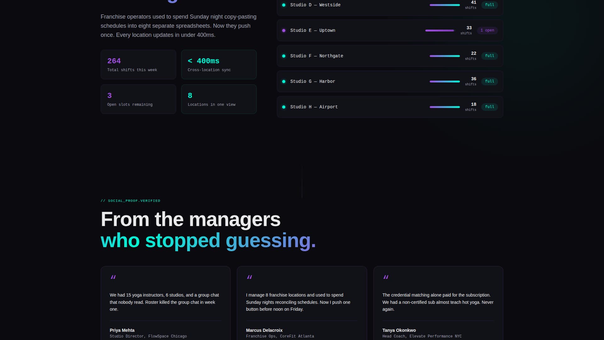 Schedule — Shift Management Landing Page Template