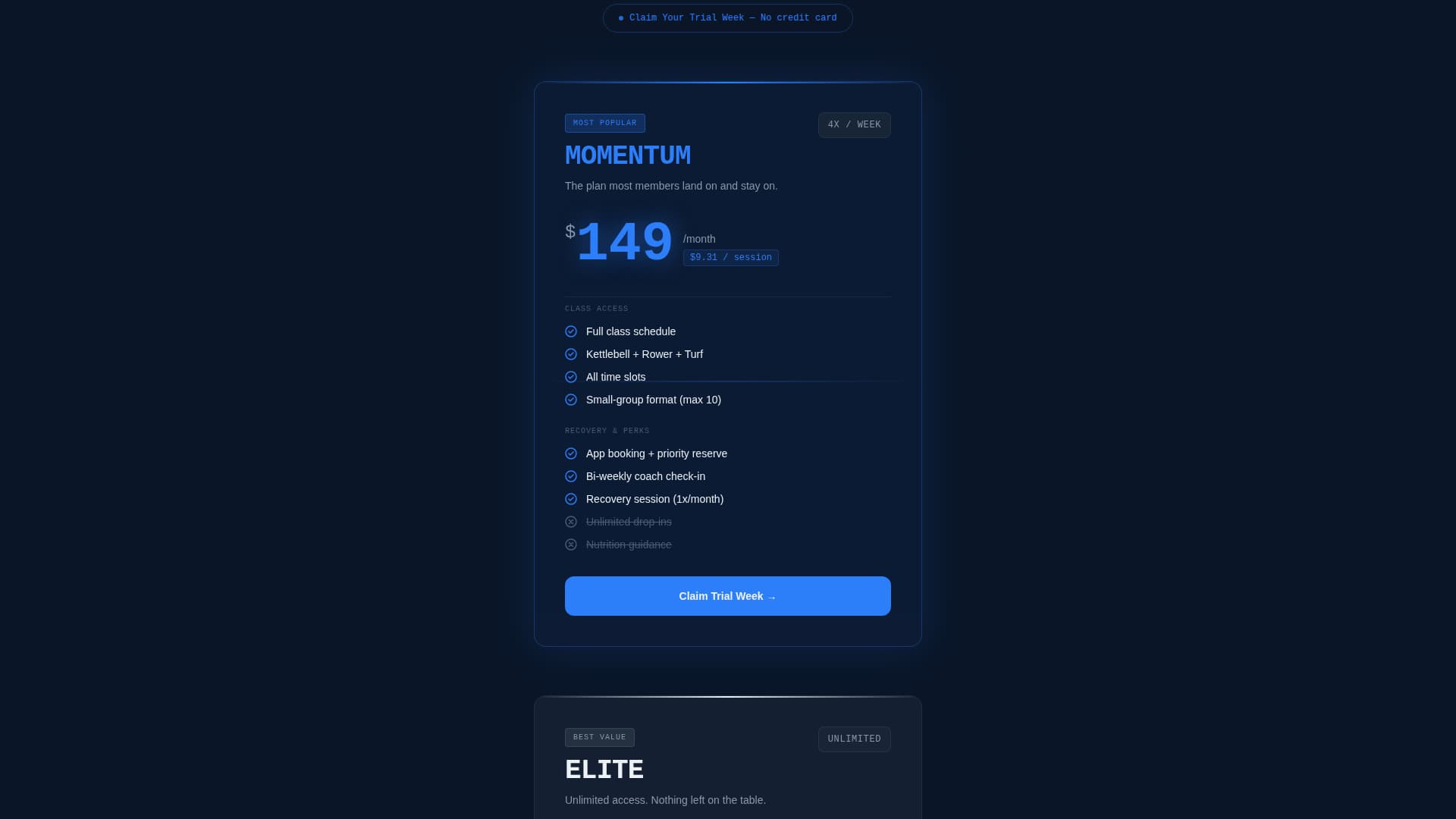 Momentum — Elite Personal Training Landing Page Template