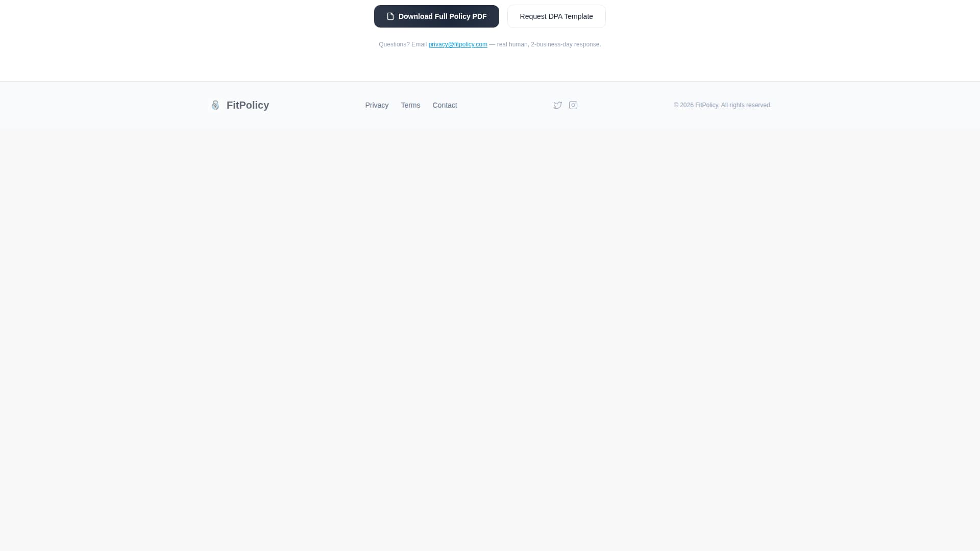 Fitness Studio Privacy Policy Website Template