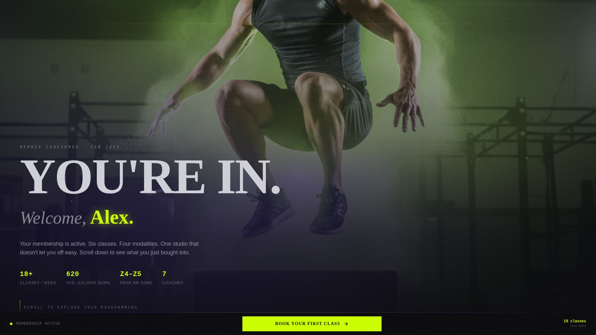 Fitness Studio Advanced Booking Website Template