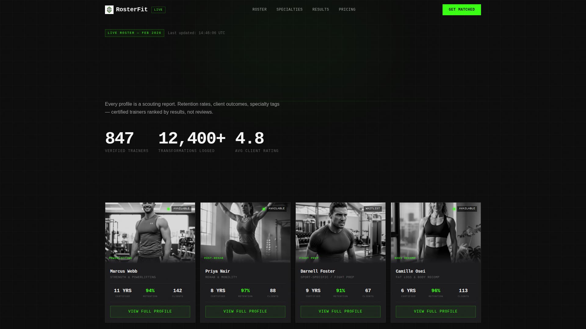 Roster - Powerful Trainer Directory Landing Page Template