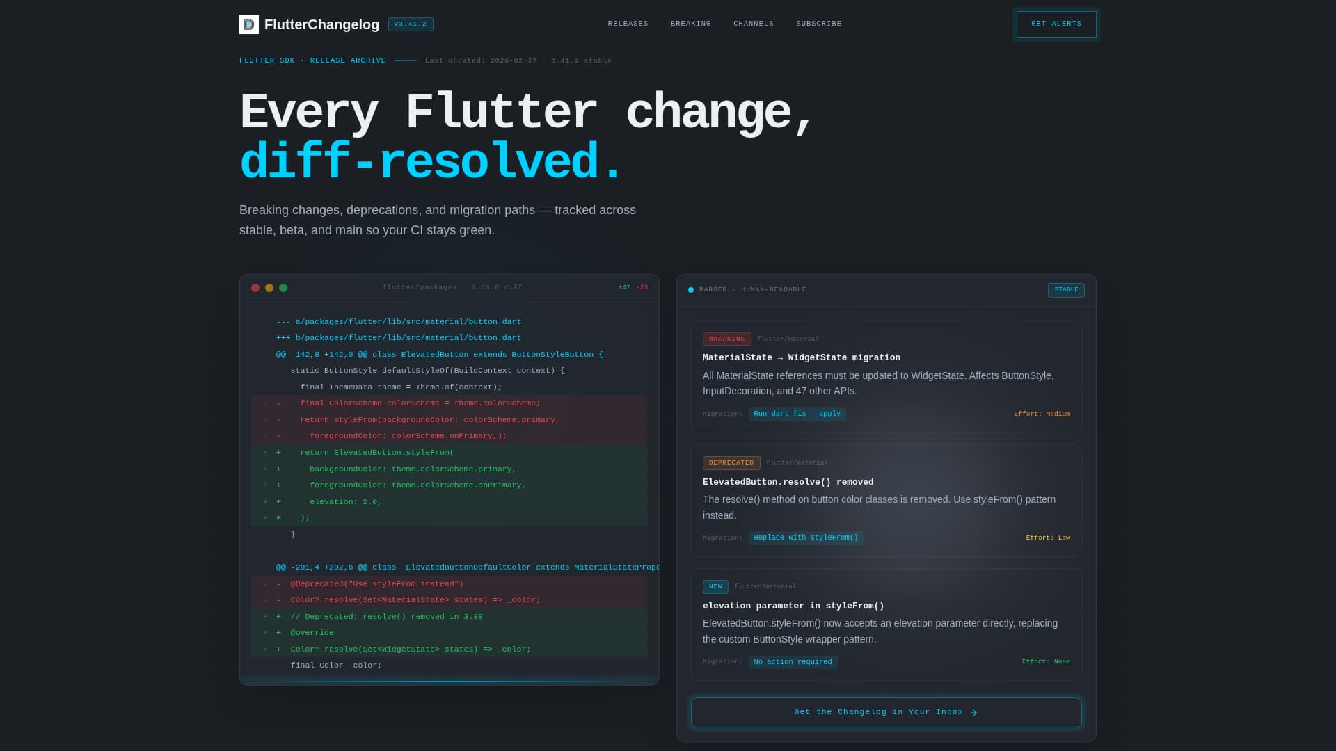 Flutterlog - Precision Developer Landing Page Template