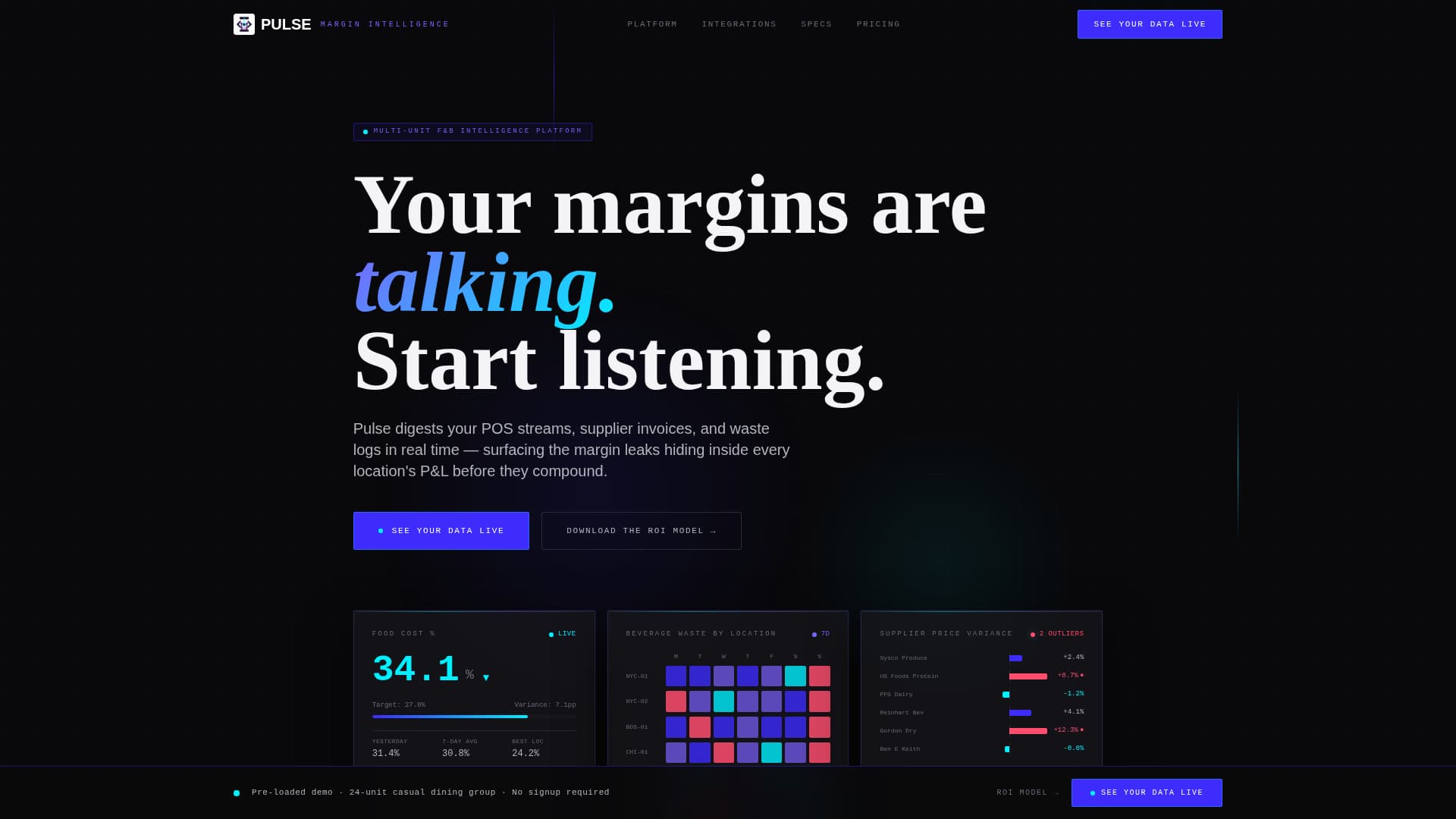 Monitor — Dining Platform Landing Page Template