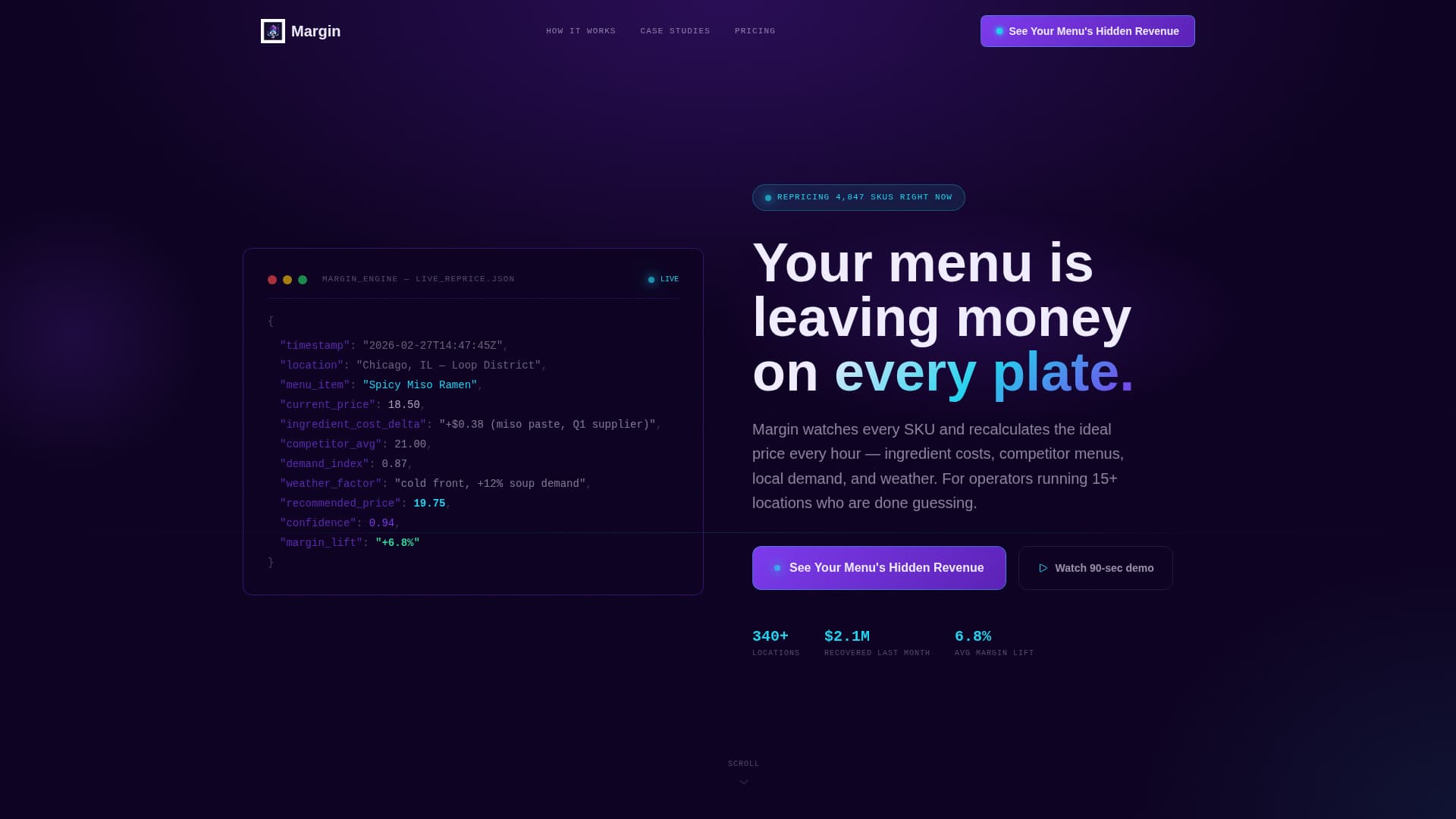 Margin - Powerful Restaurant Landing Page Template