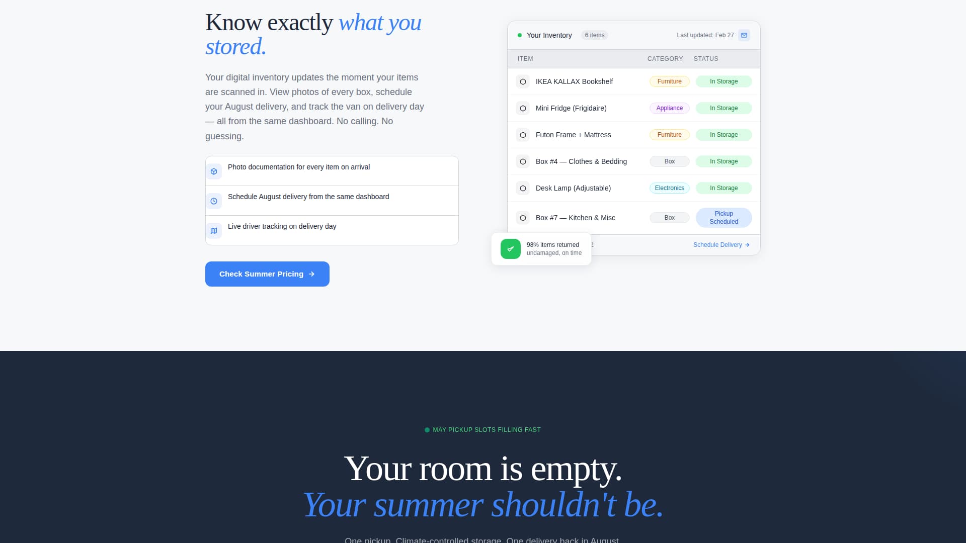 Stash - Reliable Studentstorage Landing Page Template