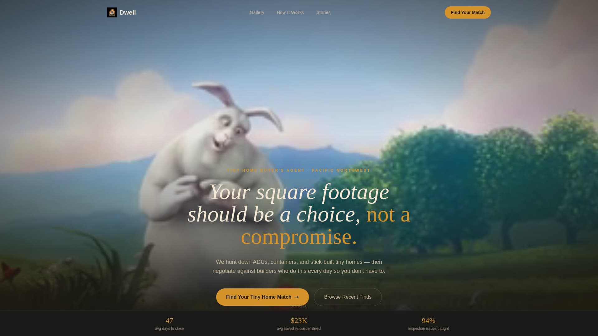 Dwell - Immersive Tinyhome Landing Page Template