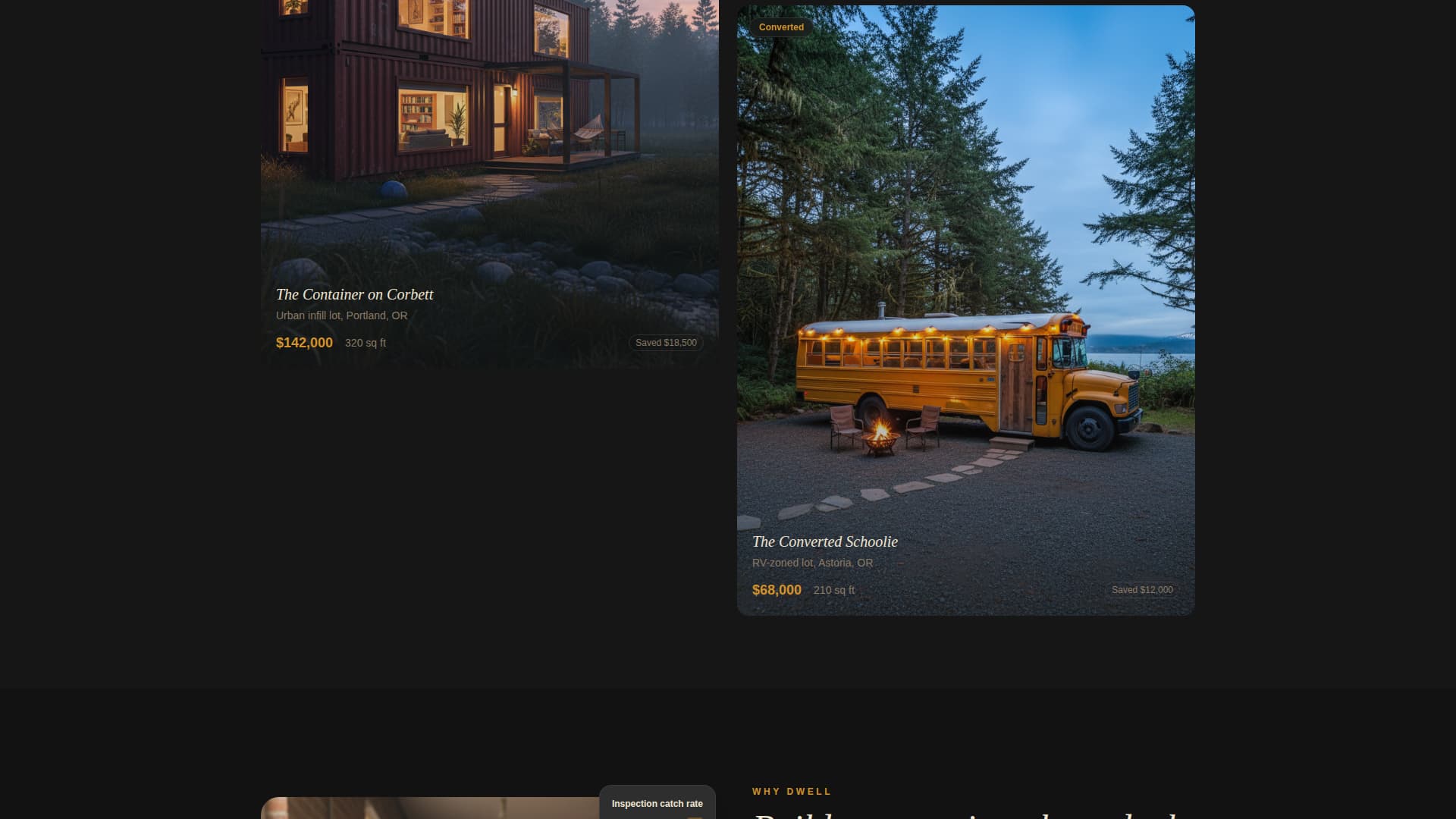Dwell - Immersive Tinyhome Landing Page Template