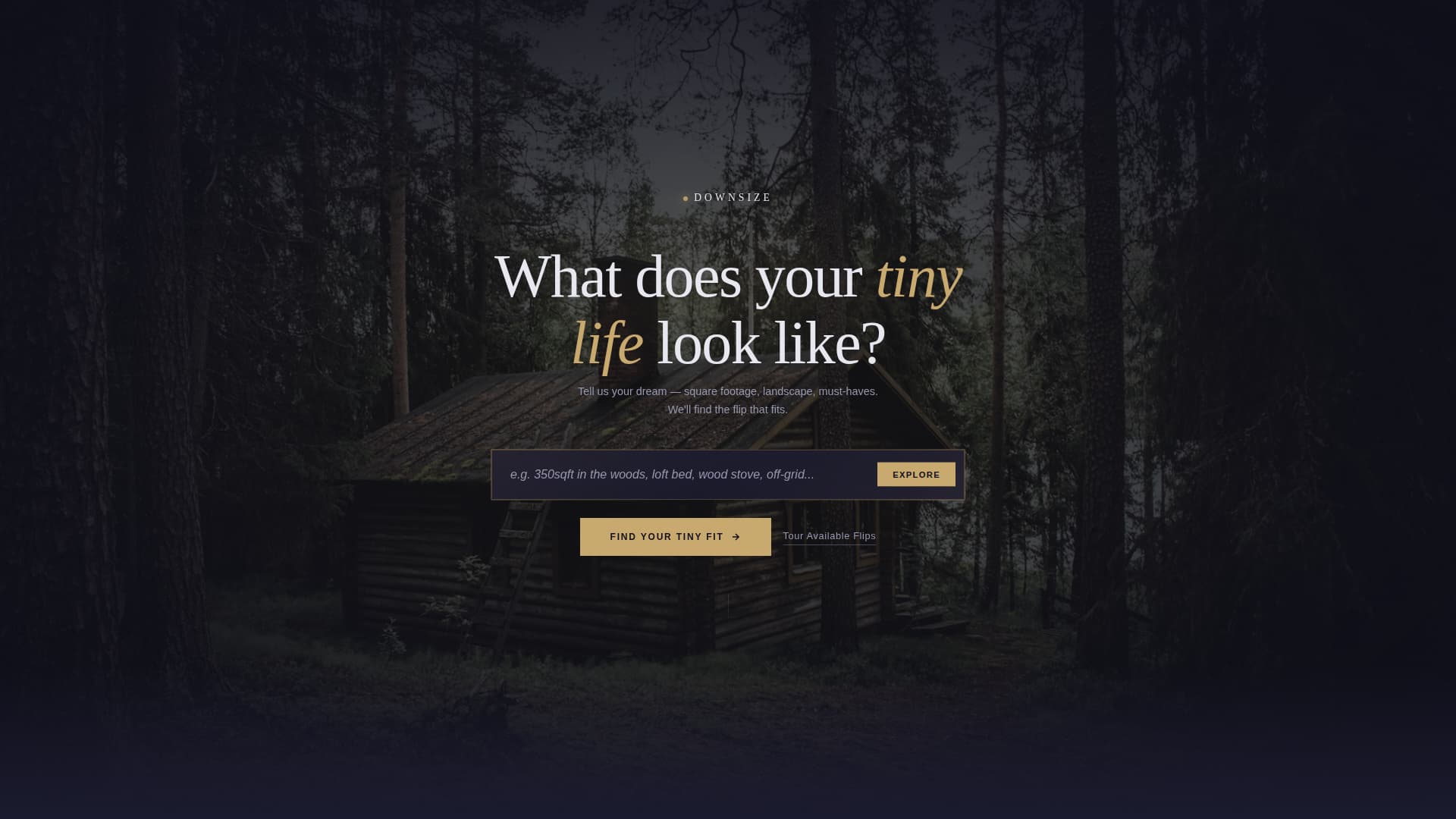 Downsize - Immersive Tinyhome Landing Page Template