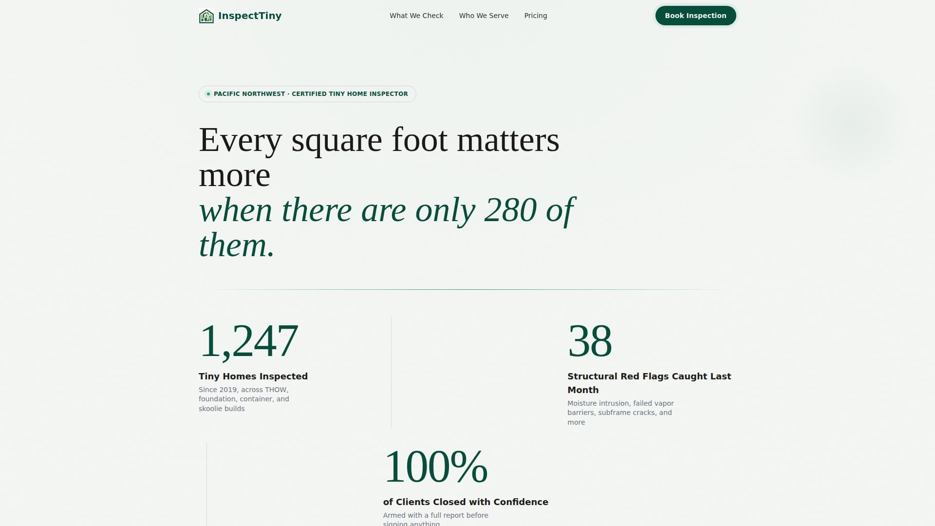 Inspect - Trusted Tinyhome Landing Page Template