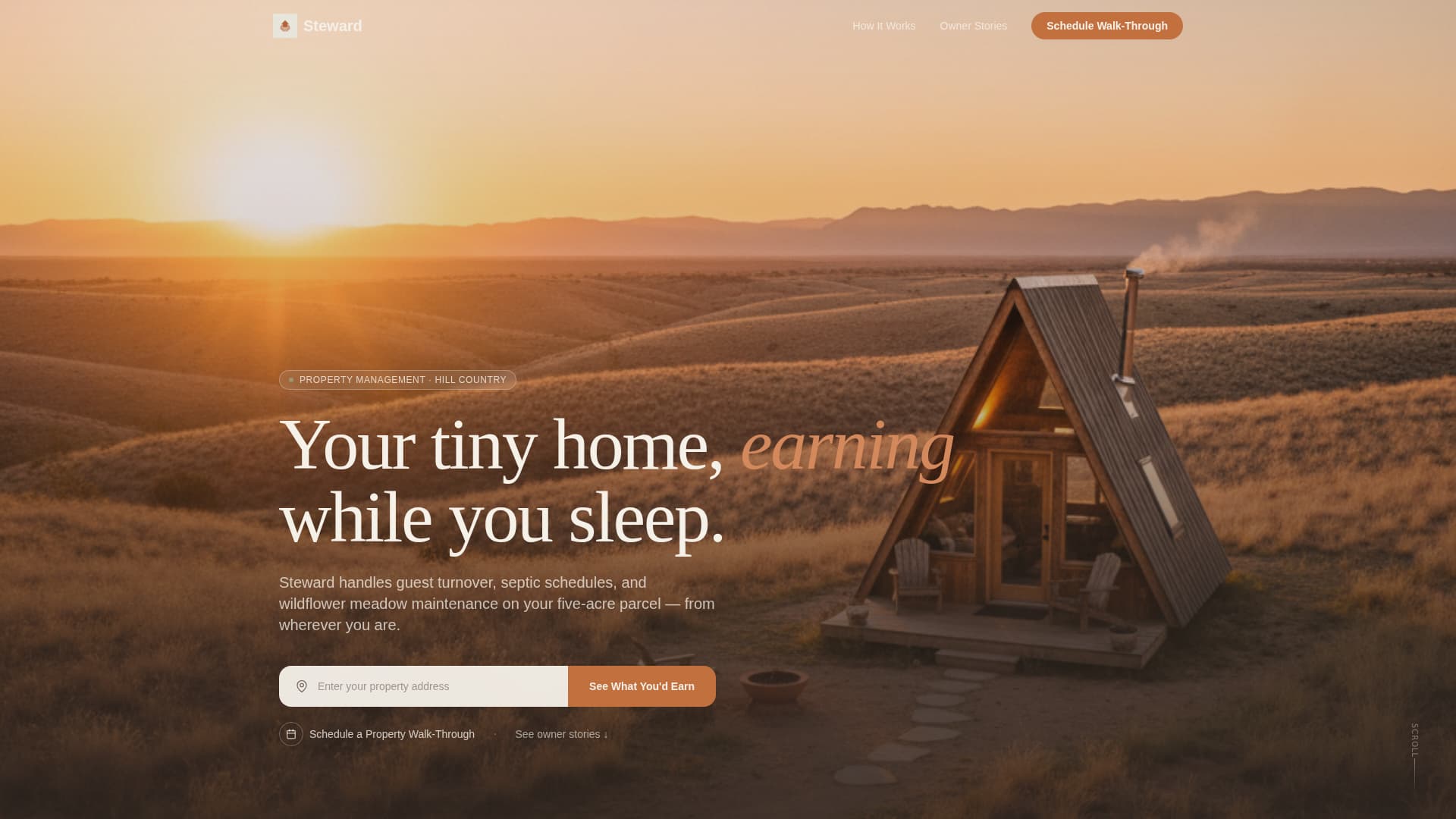 Steward - Pastoral Tinyhome Landing Page Template