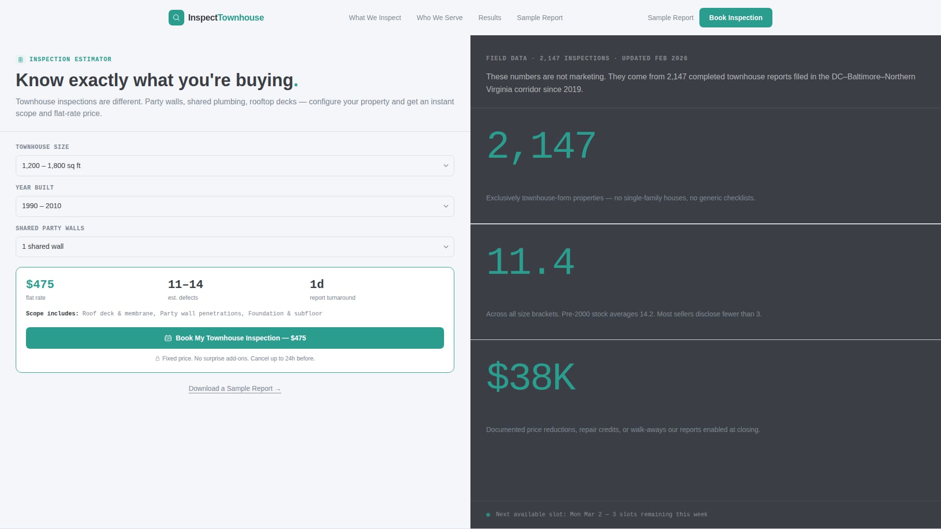 Townhouse - Precision Inspection Landing Page Template