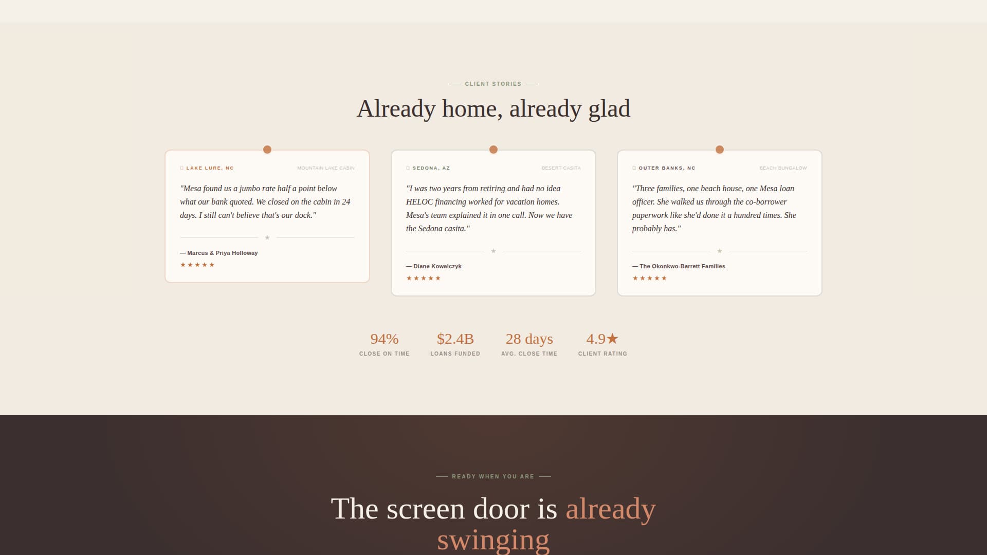 Mesa - Serene Vacationhome Landing Page Template