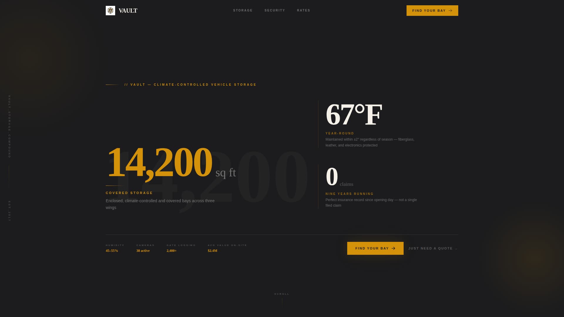 Vault - Premium Vehiclestorage Landing Page Template