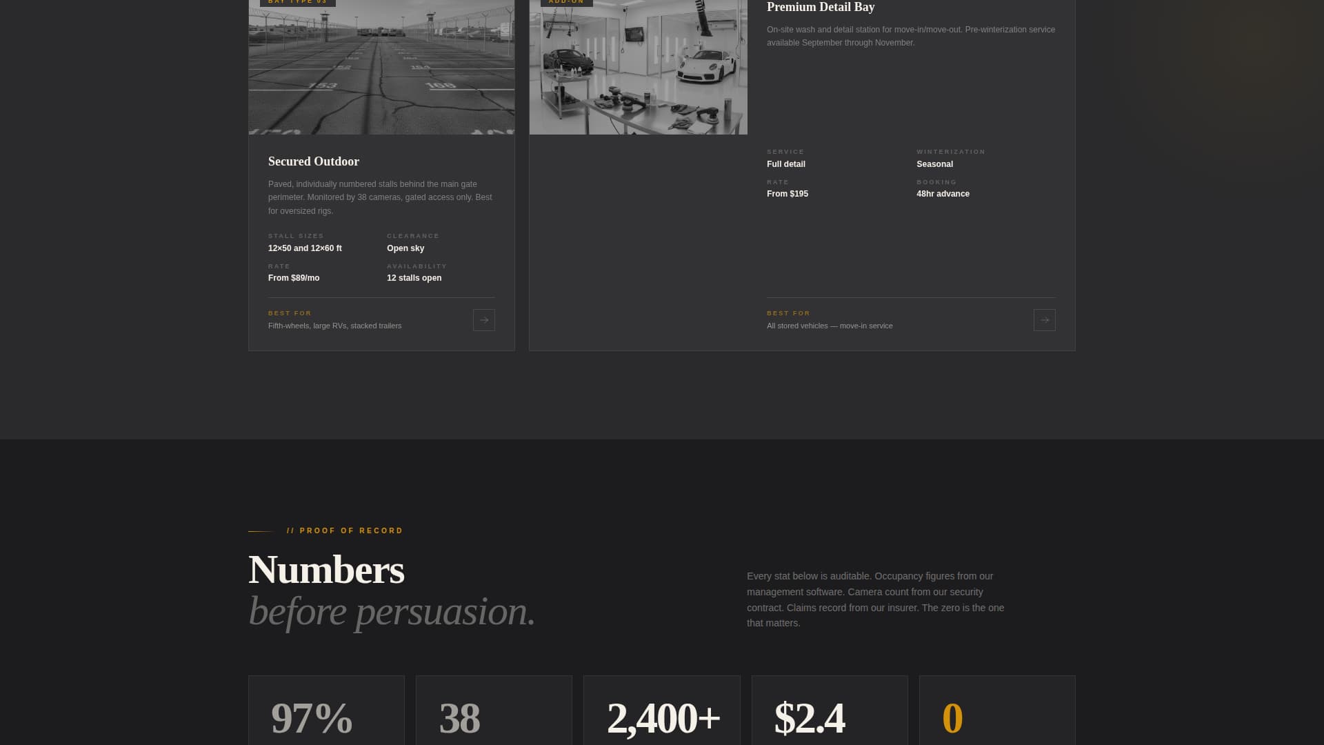 Vault - Premium Vehiclestorage Landing Page Template