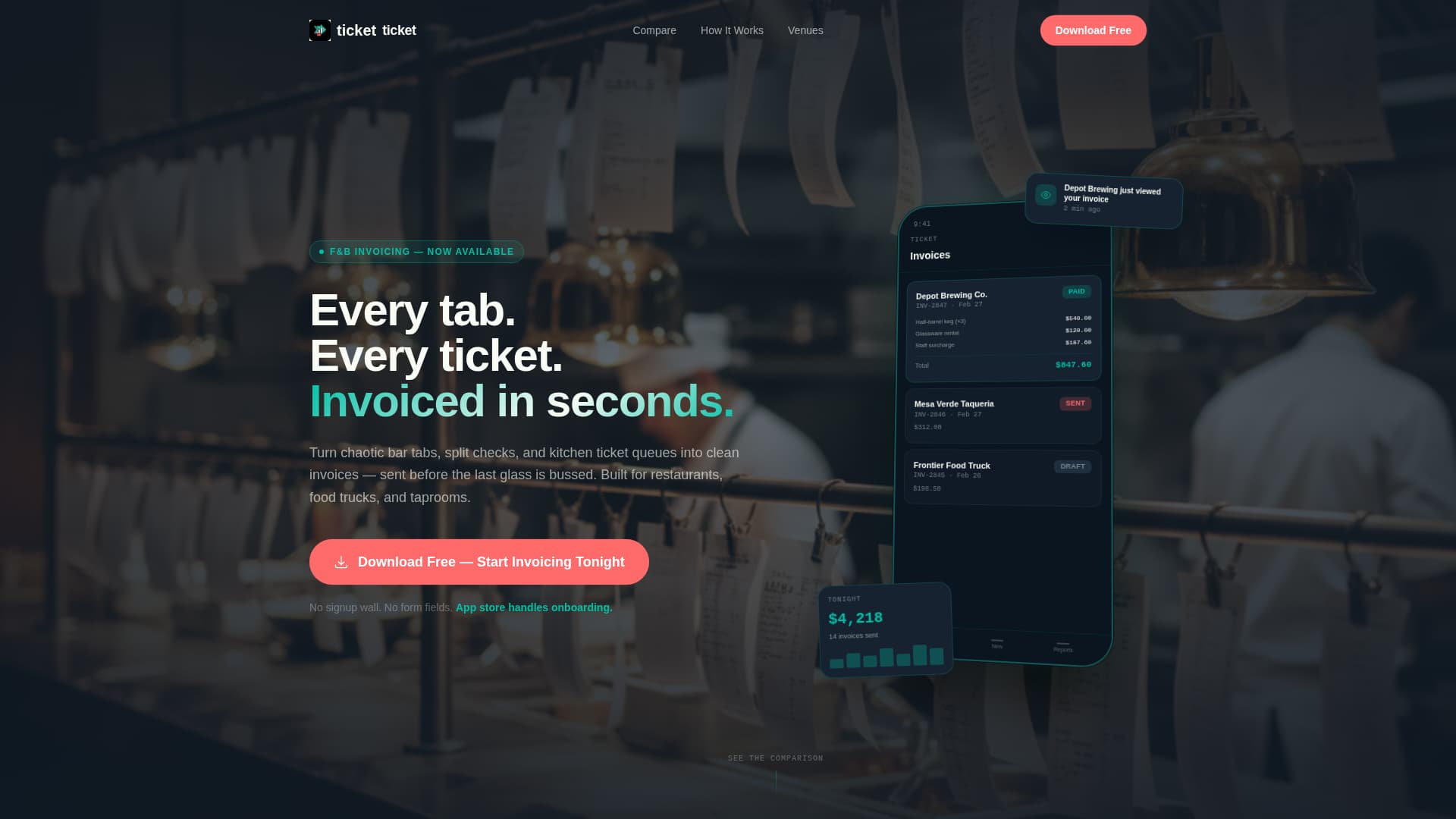 Ticket - Powerful Invoicing Landing Page Template
