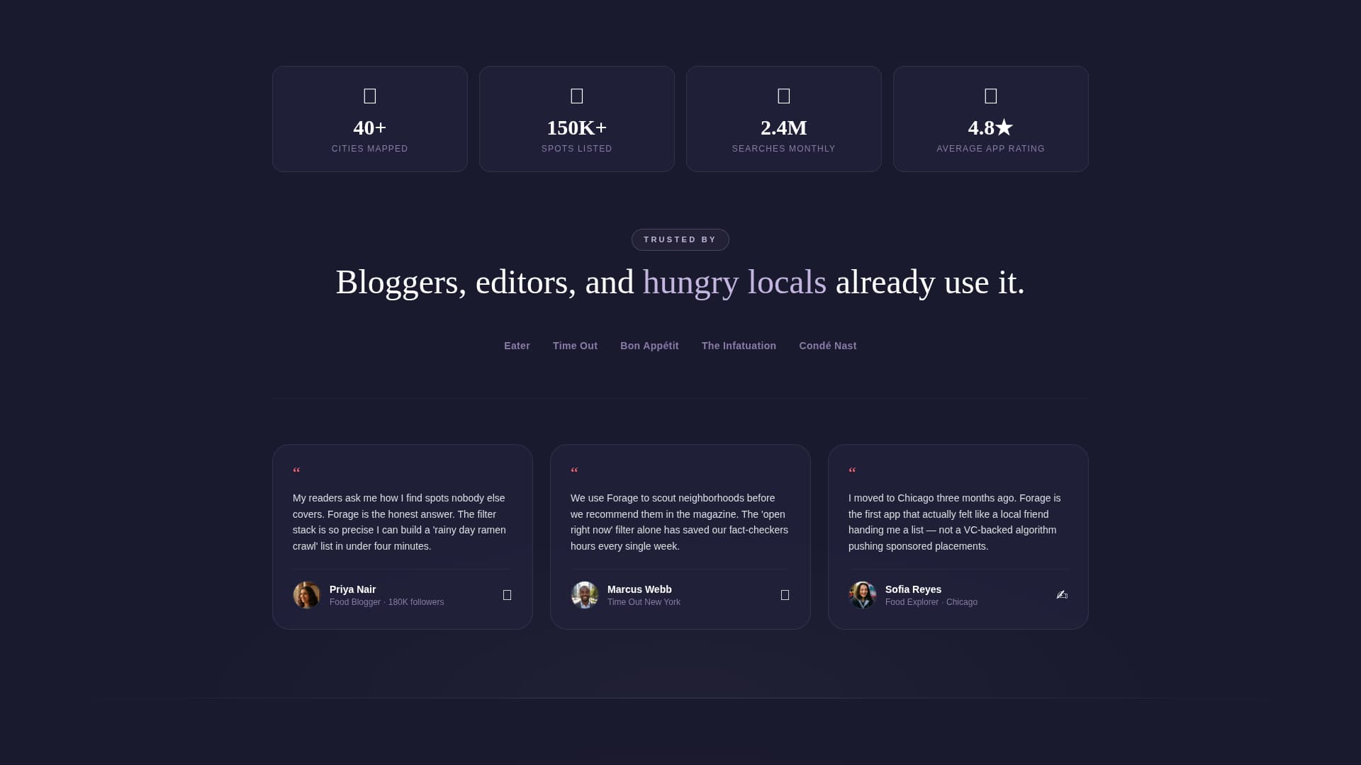 Forage - Discoverable Fooddirectory Landing Page Template