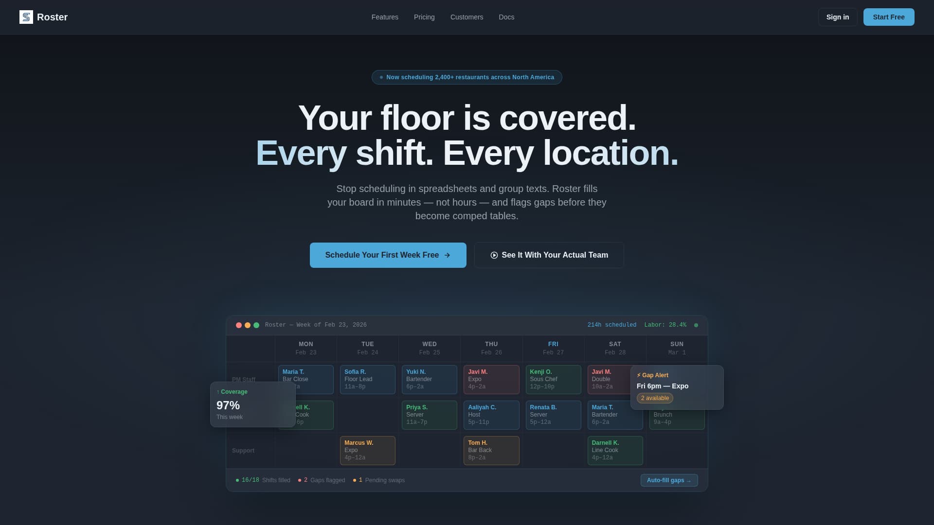 Roster - Dynamic Staff Scheduling Landing Page Template