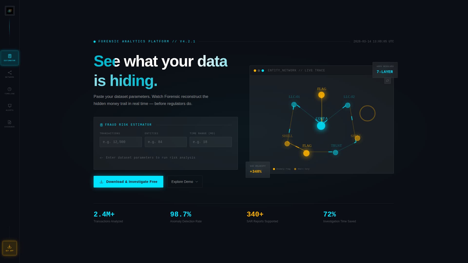 Forensic Vertical SaaS Cost Calculator Website Template