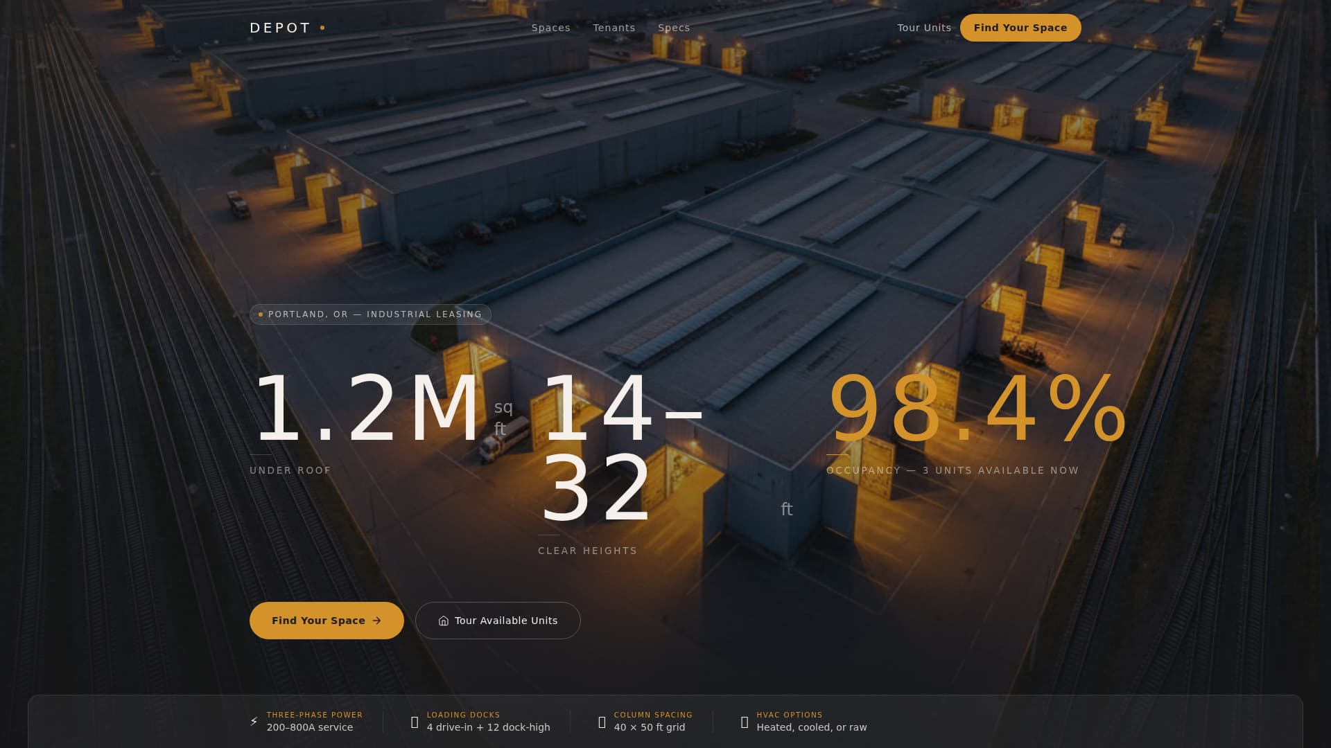Depot - Industrial Warehouse Landing Page Template