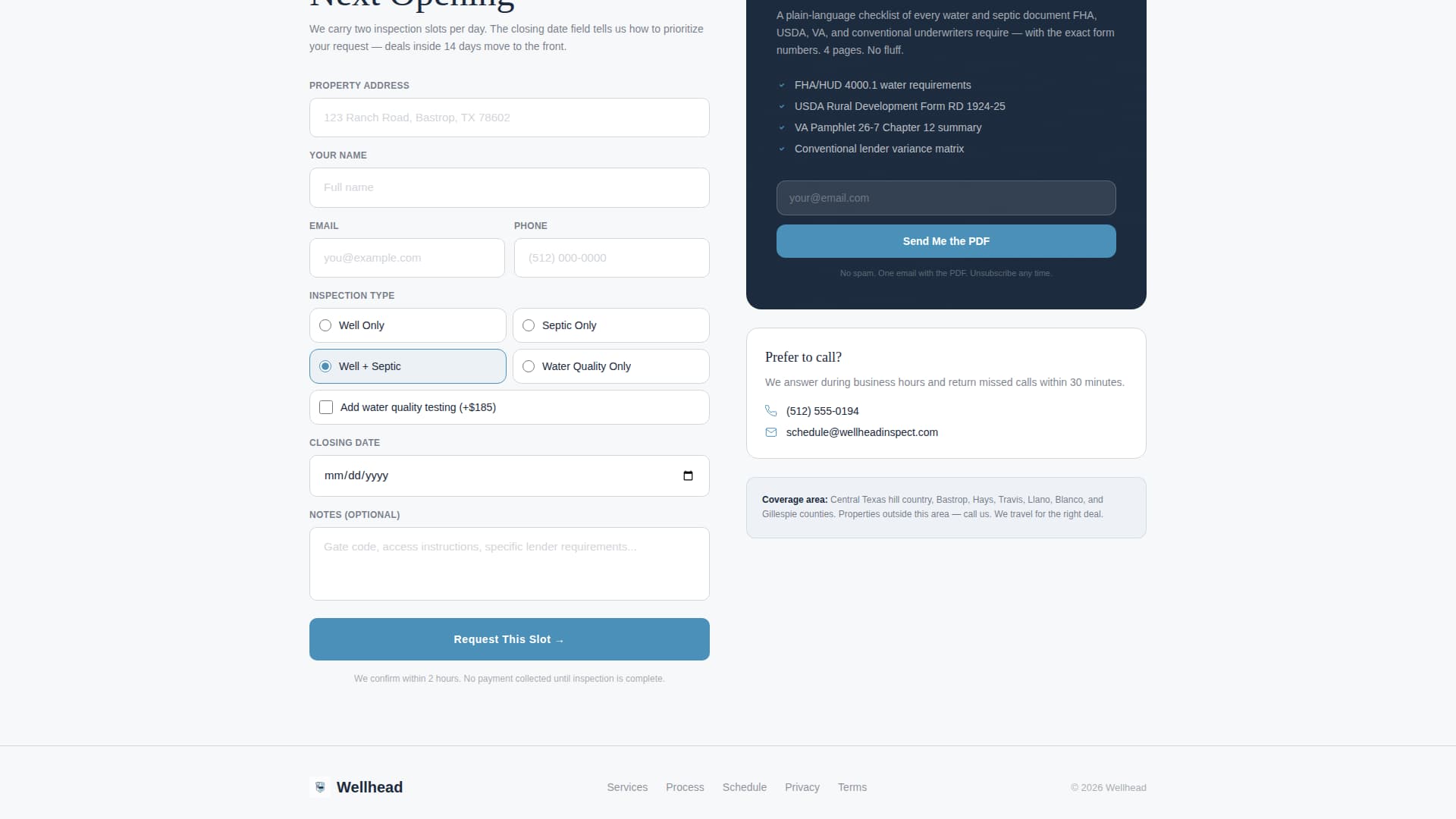 Wellhead - Trusted Inspection Landing Page Template