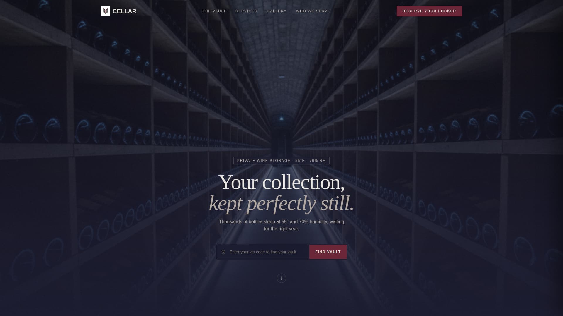 Cellar - Immersive Winestorage Landing Page Template