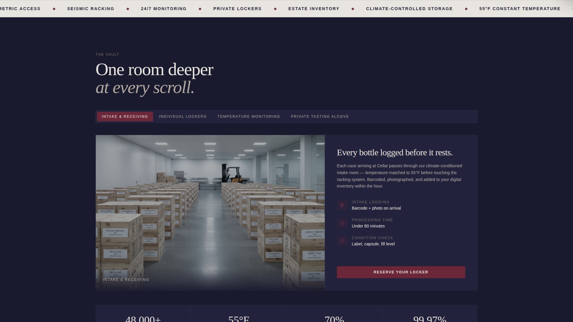 Cellar - Immersive Winestorage Landing Page Template