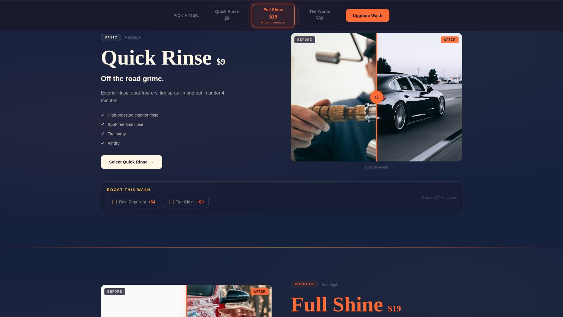 Shine - Radiant Carwash Landing Page Template