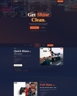 Shine - Radiant Carwash Landing Page Template