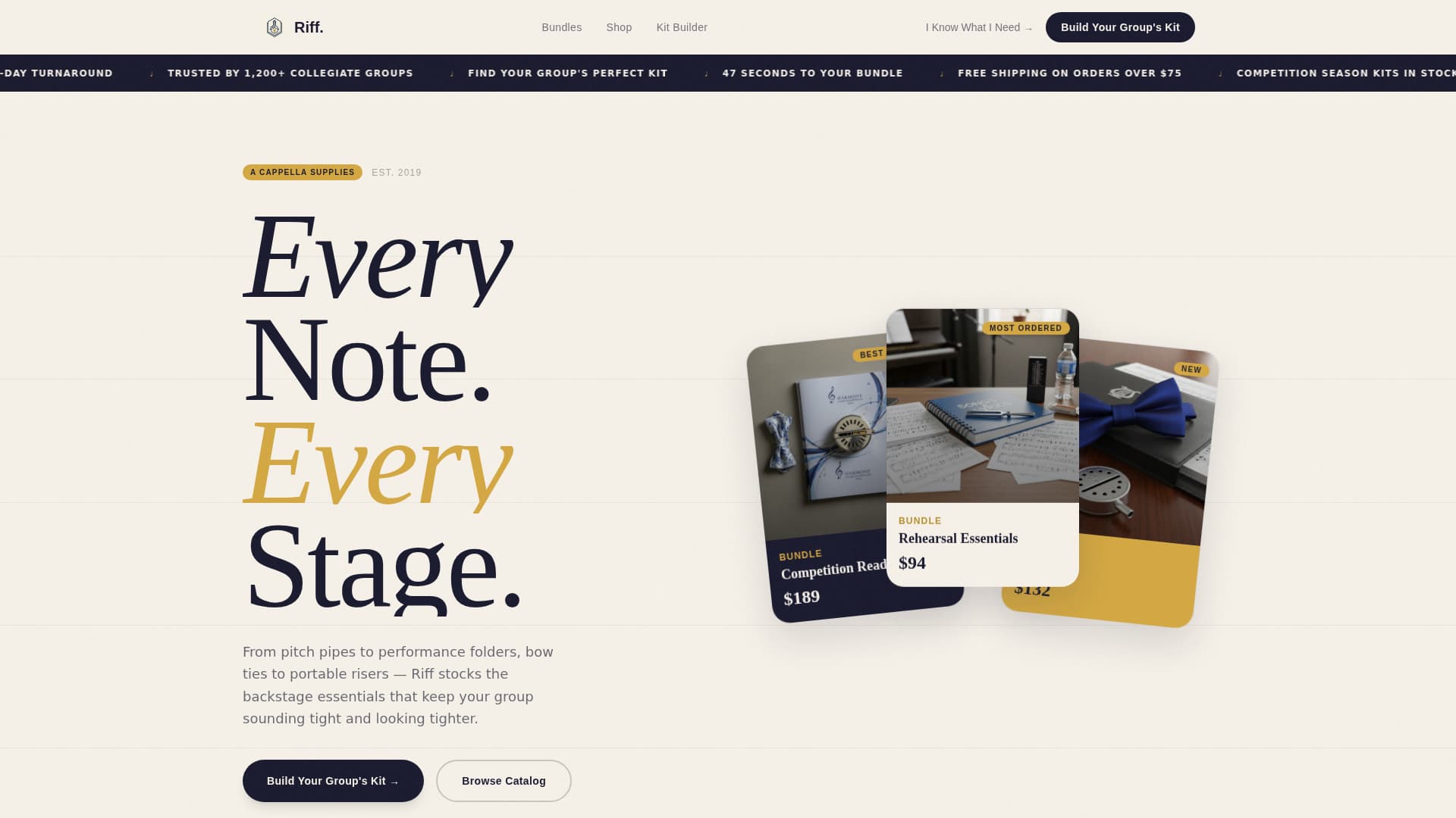 Riff - Curated Acappella Landing Page Template