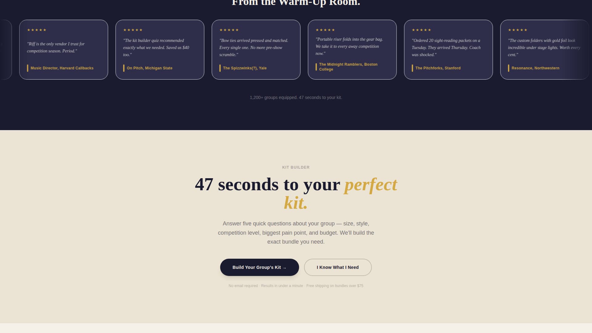 Riff - Curated Acappella Landing Page Template