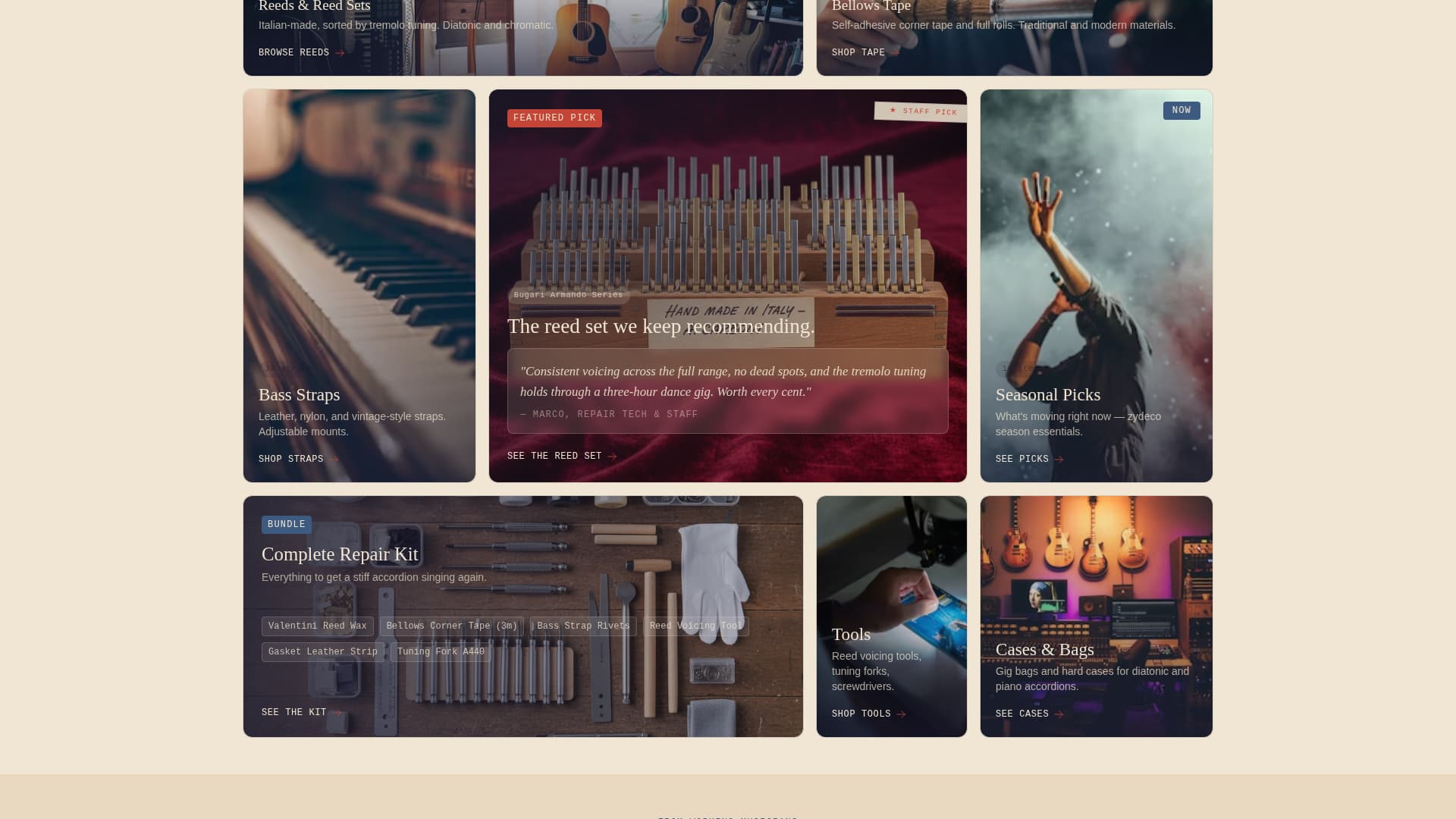 Bellows - Curated Accordionparts Landing Page Template