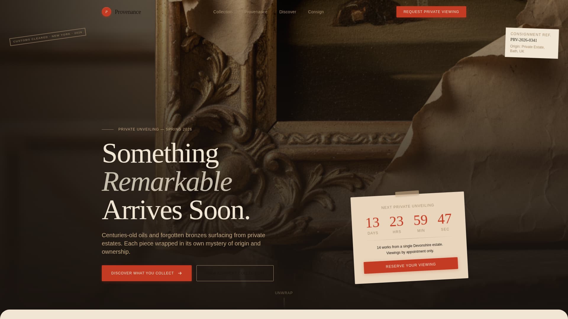 Provenance - Timeless Antiqueart Landing Page Template