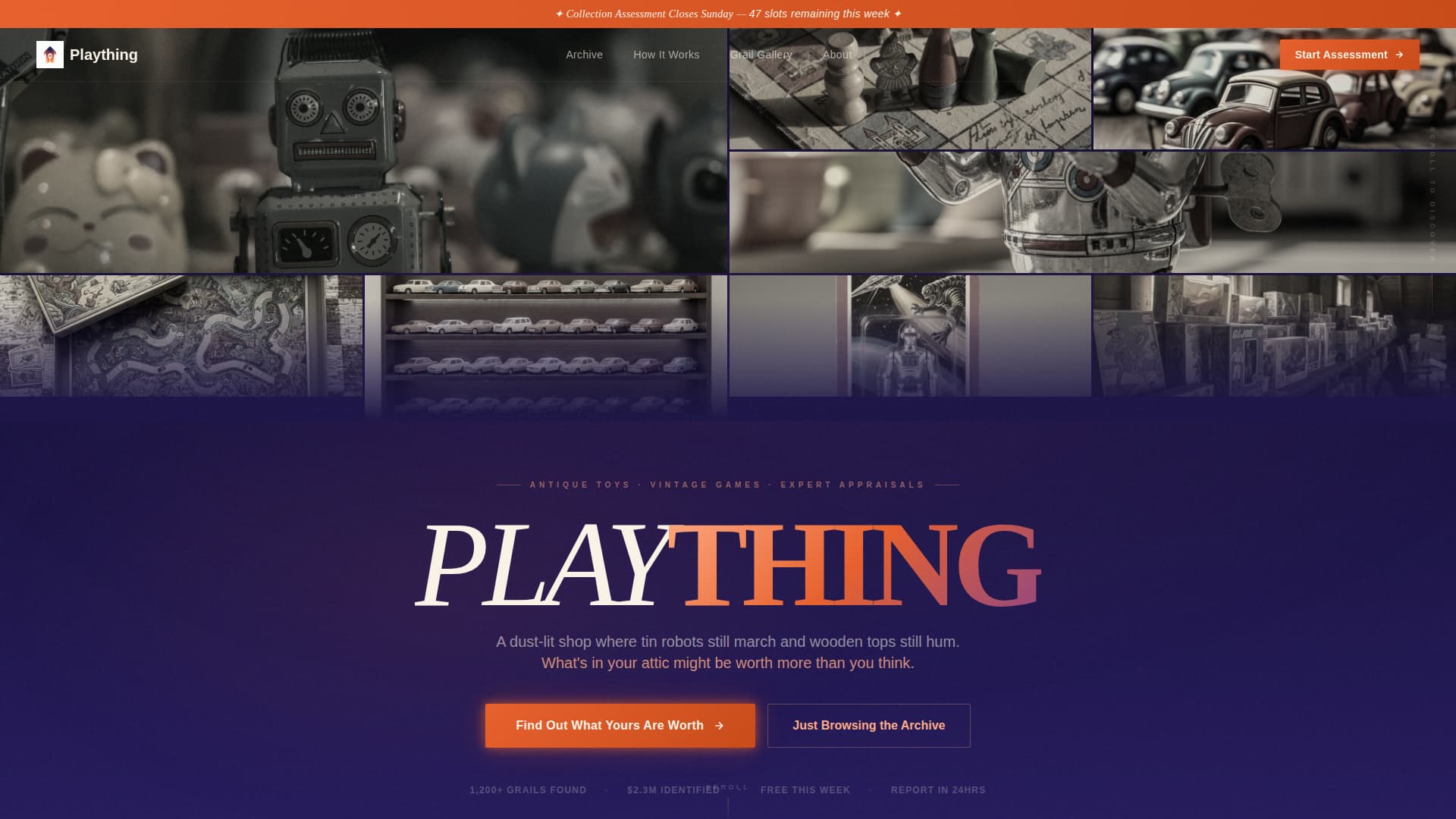 Plaything - Nostalgic Collectibles Landing Page Template