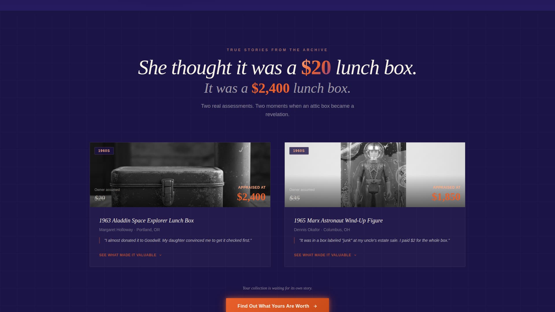 Plaything - Nostalgic Collectibles Landing Page Template