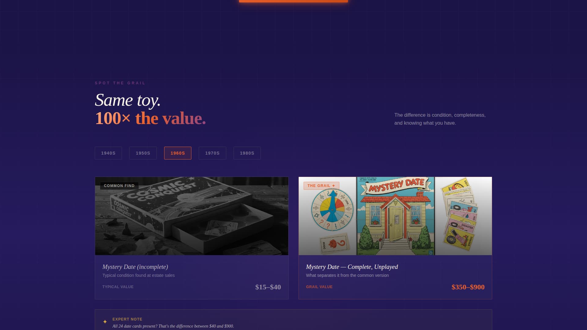 Plaything - Nostalgic Collectibles Landing Page Template