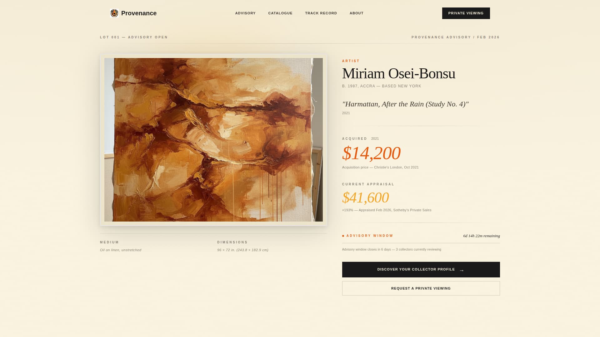 Provenance - Curated Artadvisory Landing Page Template Template | Build ...