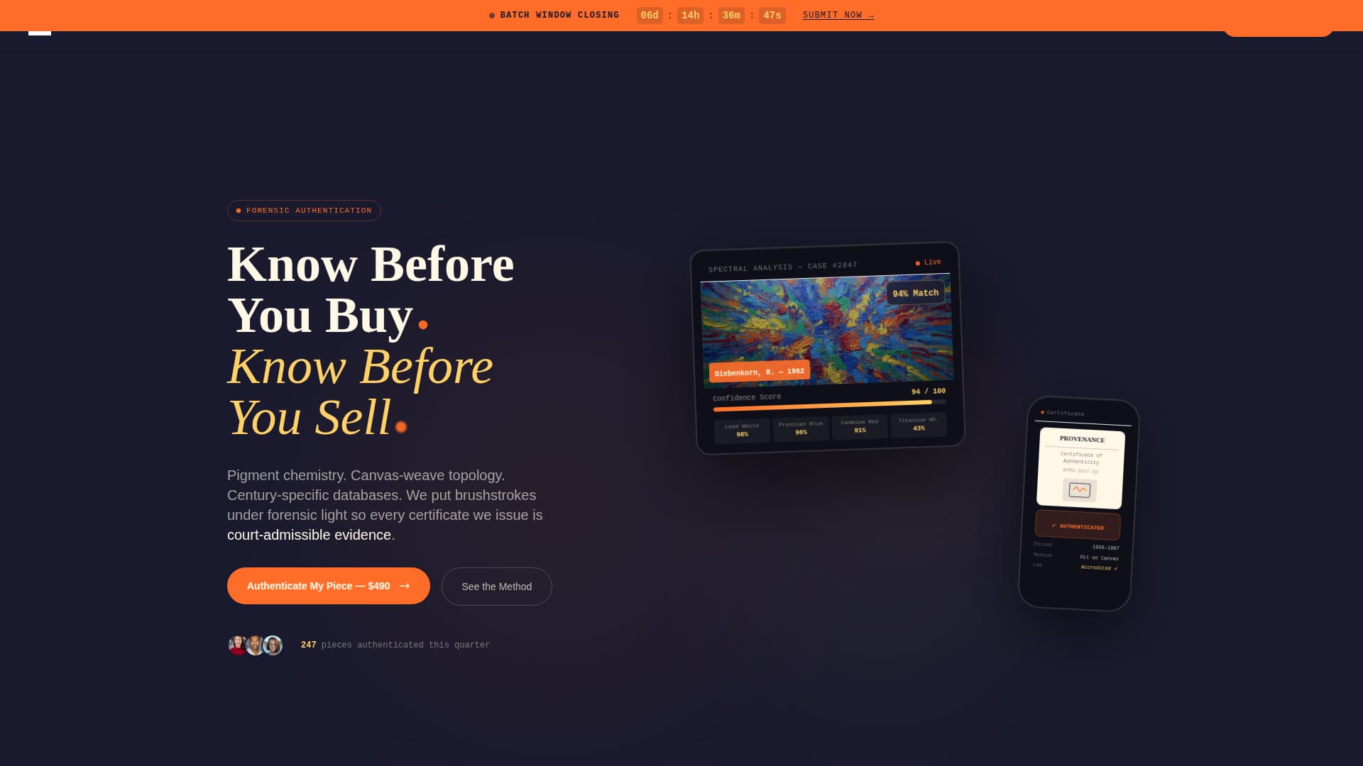 Provenance - Forensic Artauthentication Landing Page Template
