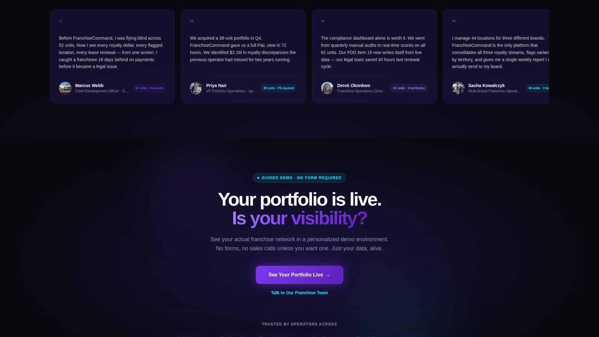 FranchiseCommand - Powerful Franchise Management Landing Page Template