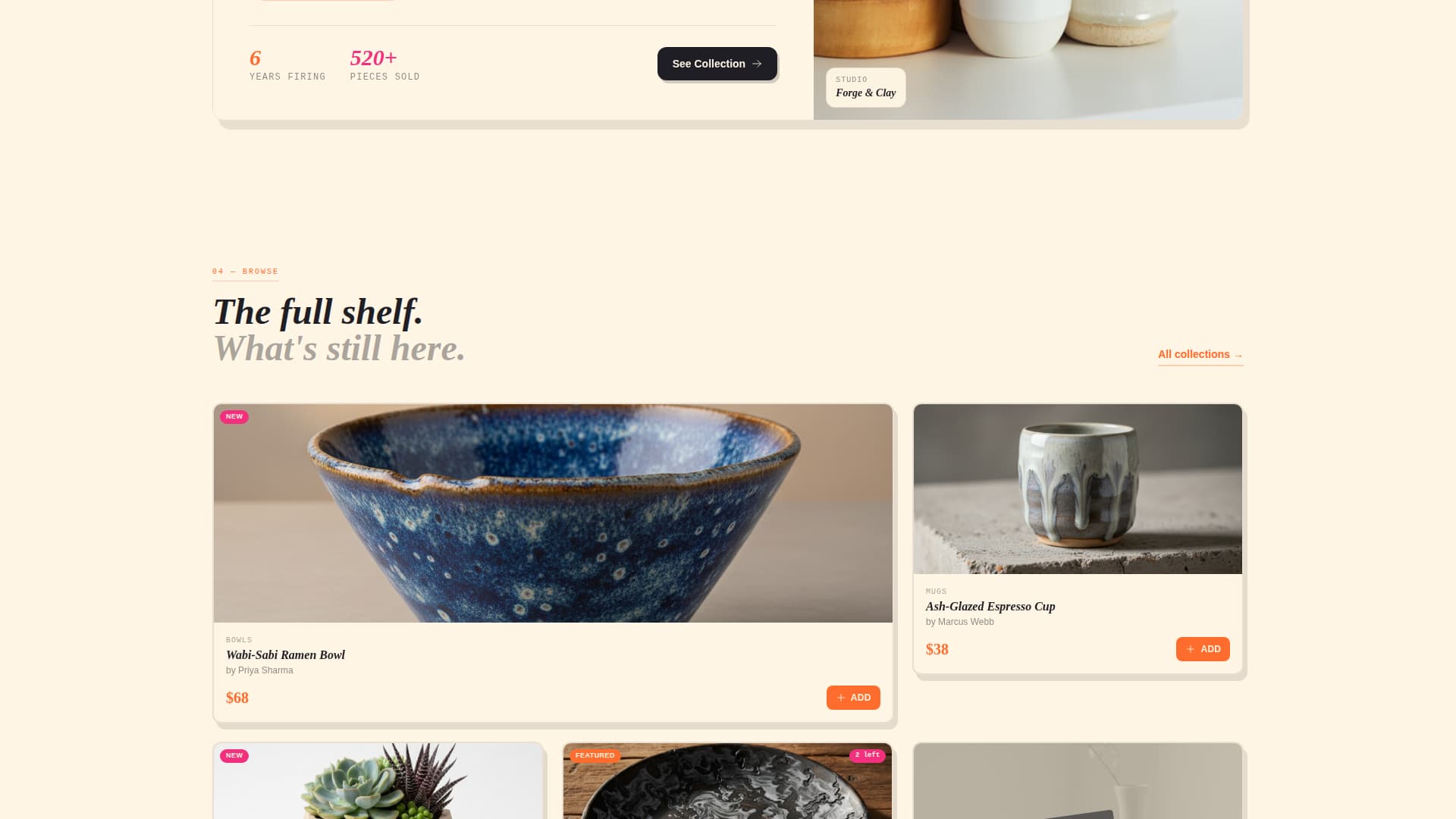 Kiln - Handcrafted Ceramics Landing Page Template