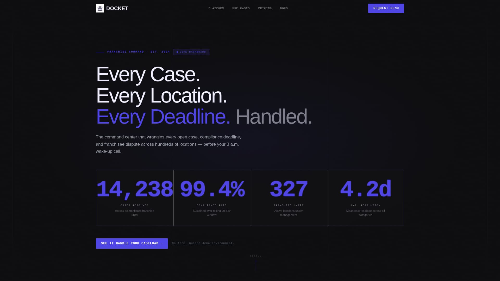 Docket - Brutal Franchise Landing Page Template