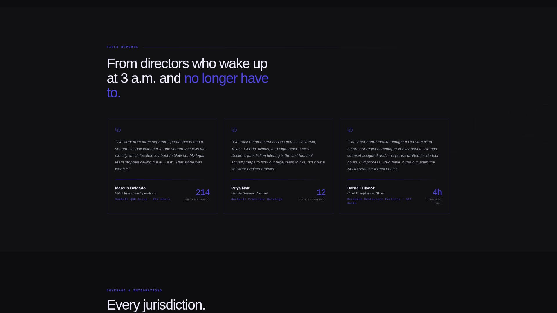 Docket - Brutal Franchise Landing Page Template