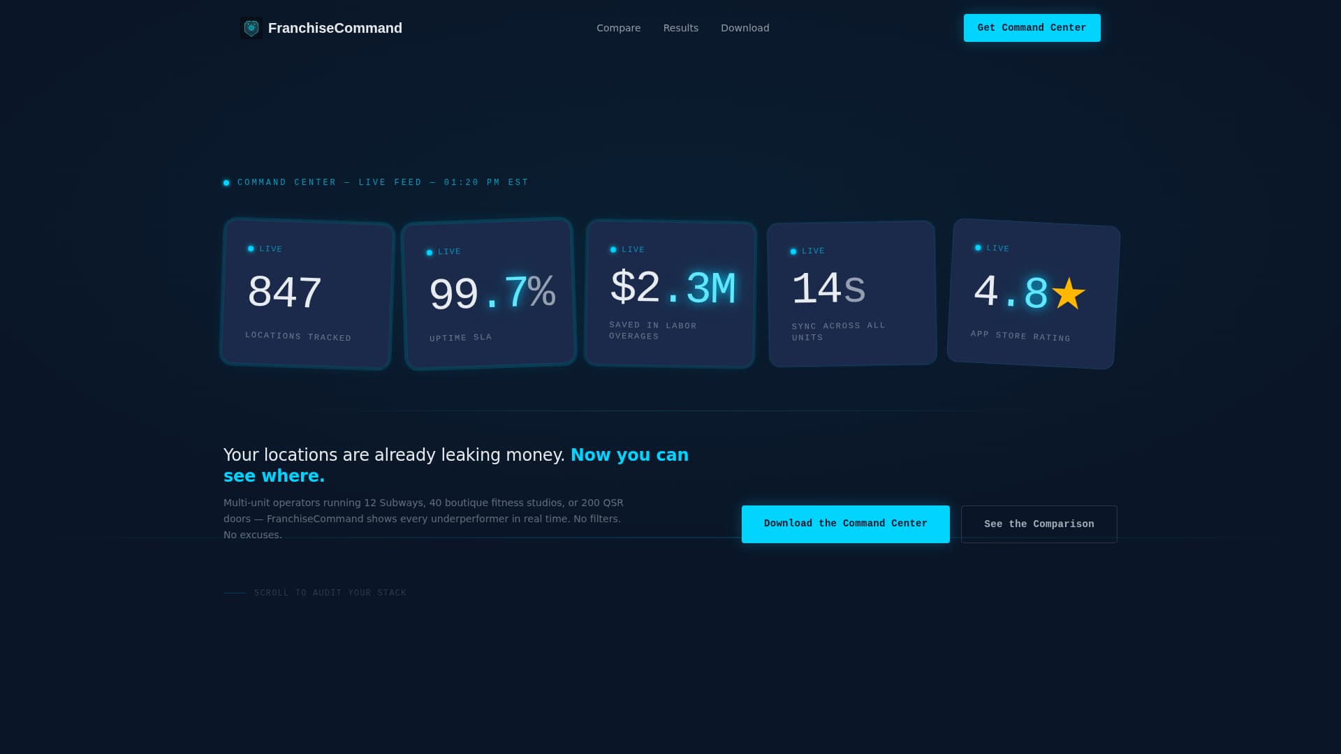 CommandCenter - Brutal Franchise Landing Page Template