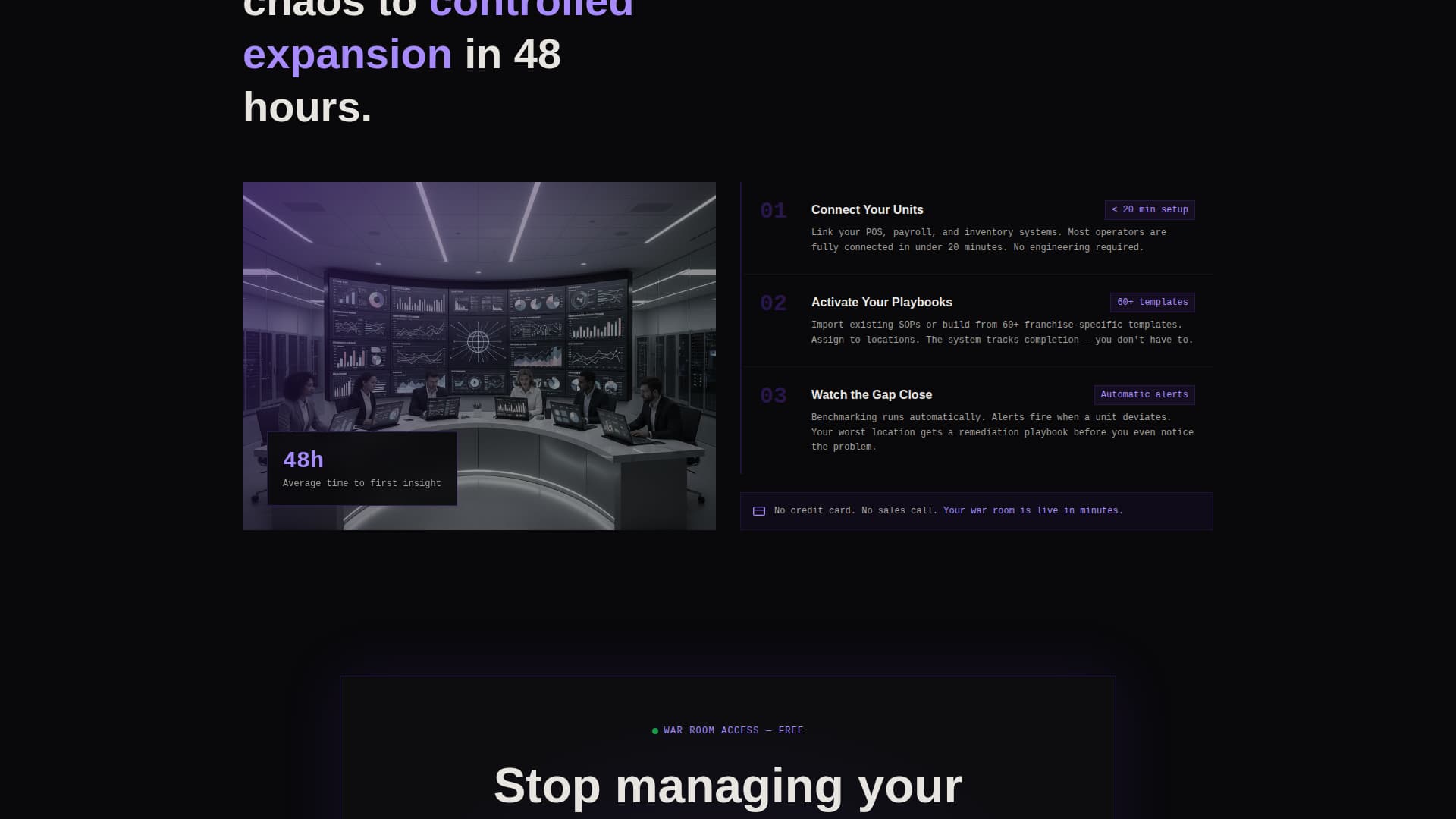 Franchise War Room - Powerful Franchise Landing Page Template