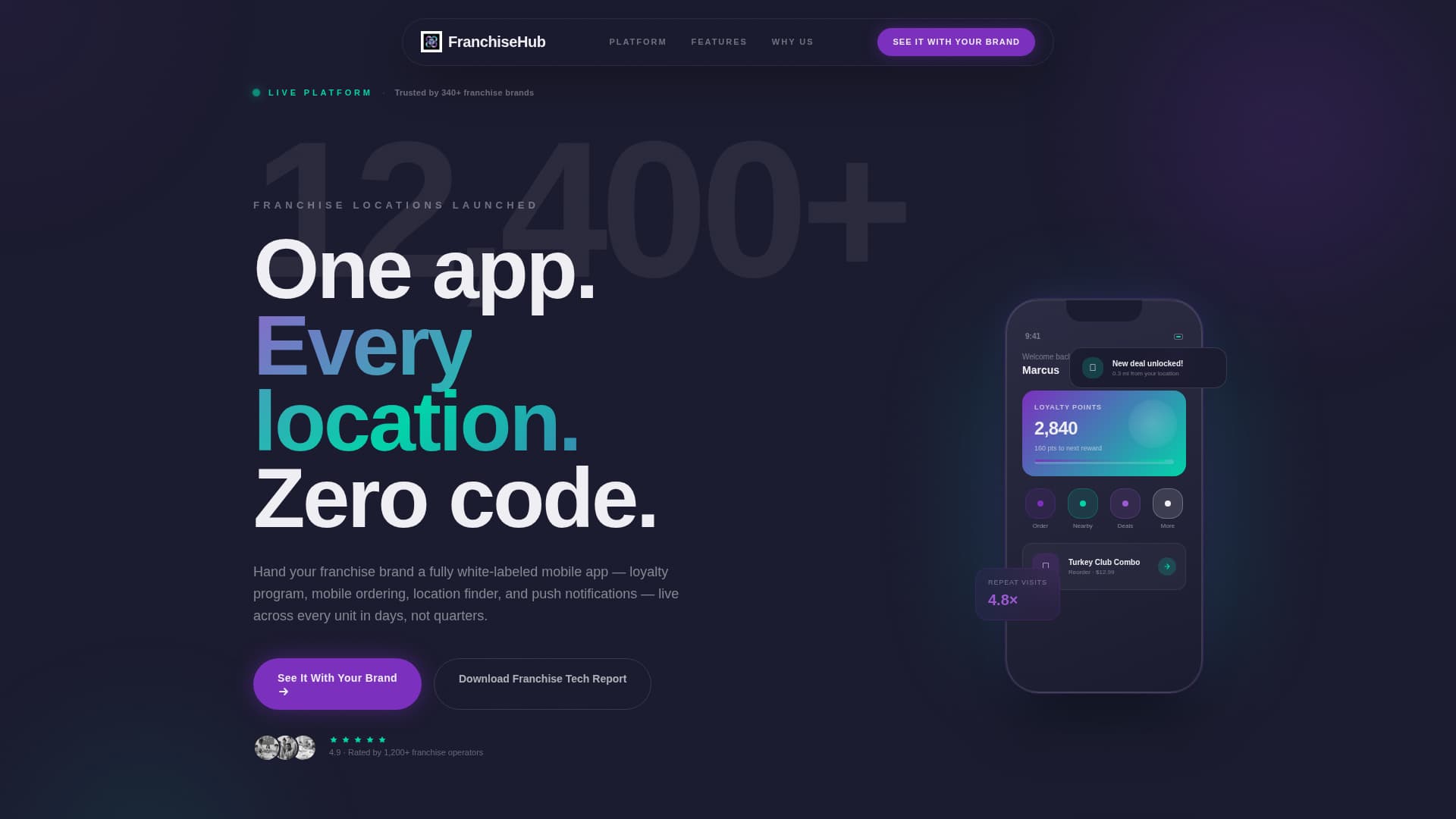 Franchise Hub - Powerful Mobile App Landing Page Template