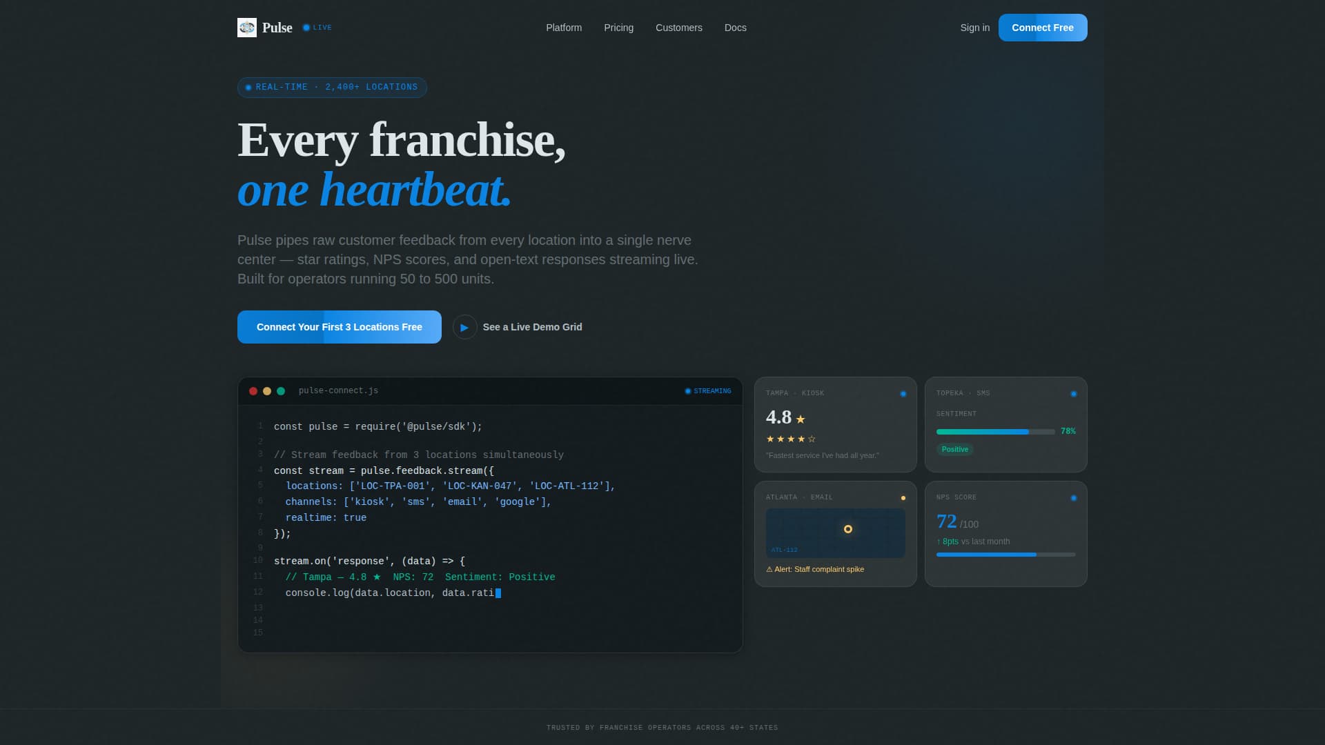 Pulse - Real-Time Franchise Feedback Landing Page Template