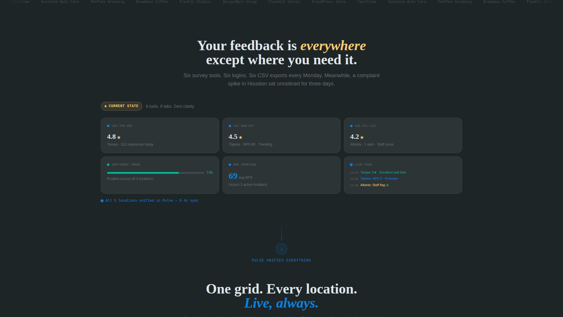 Pulse - Real-Time Franchise Feedback Landing Page Template