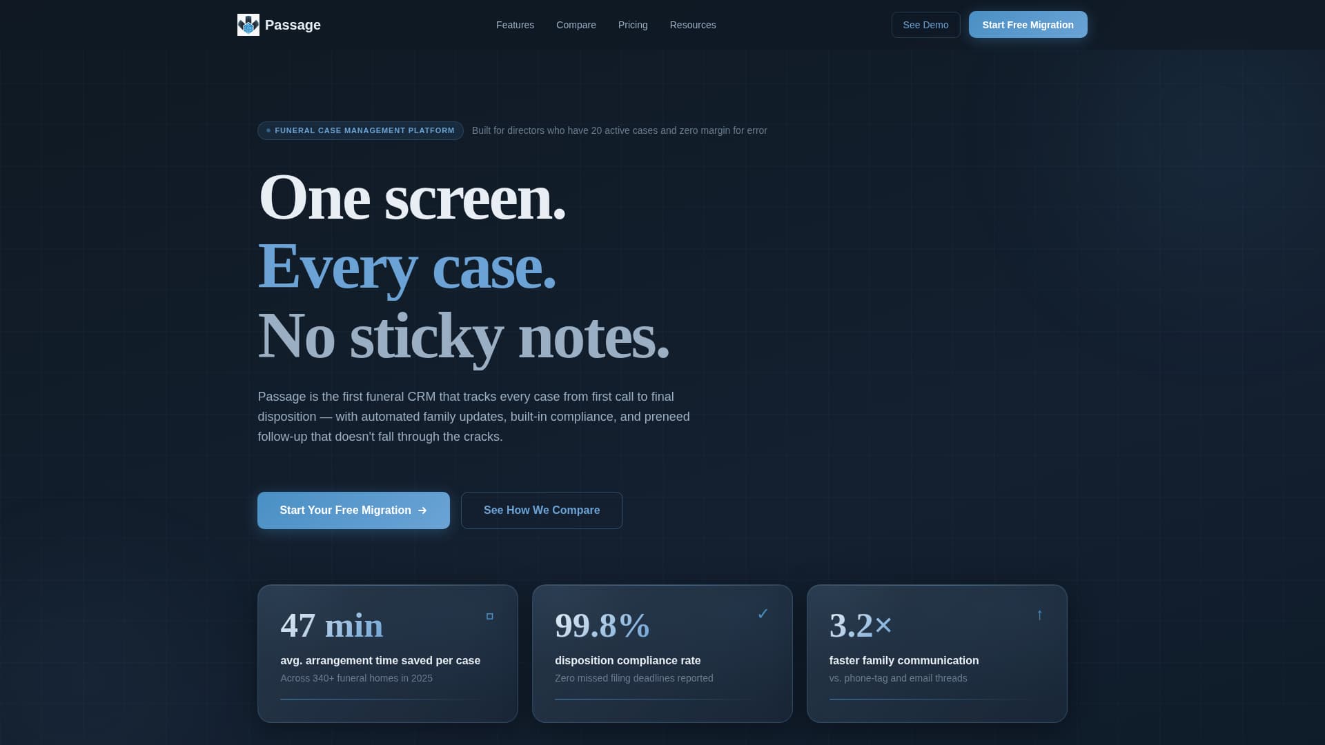 Passage - Streamlined Funeralcrm Landing Page Template