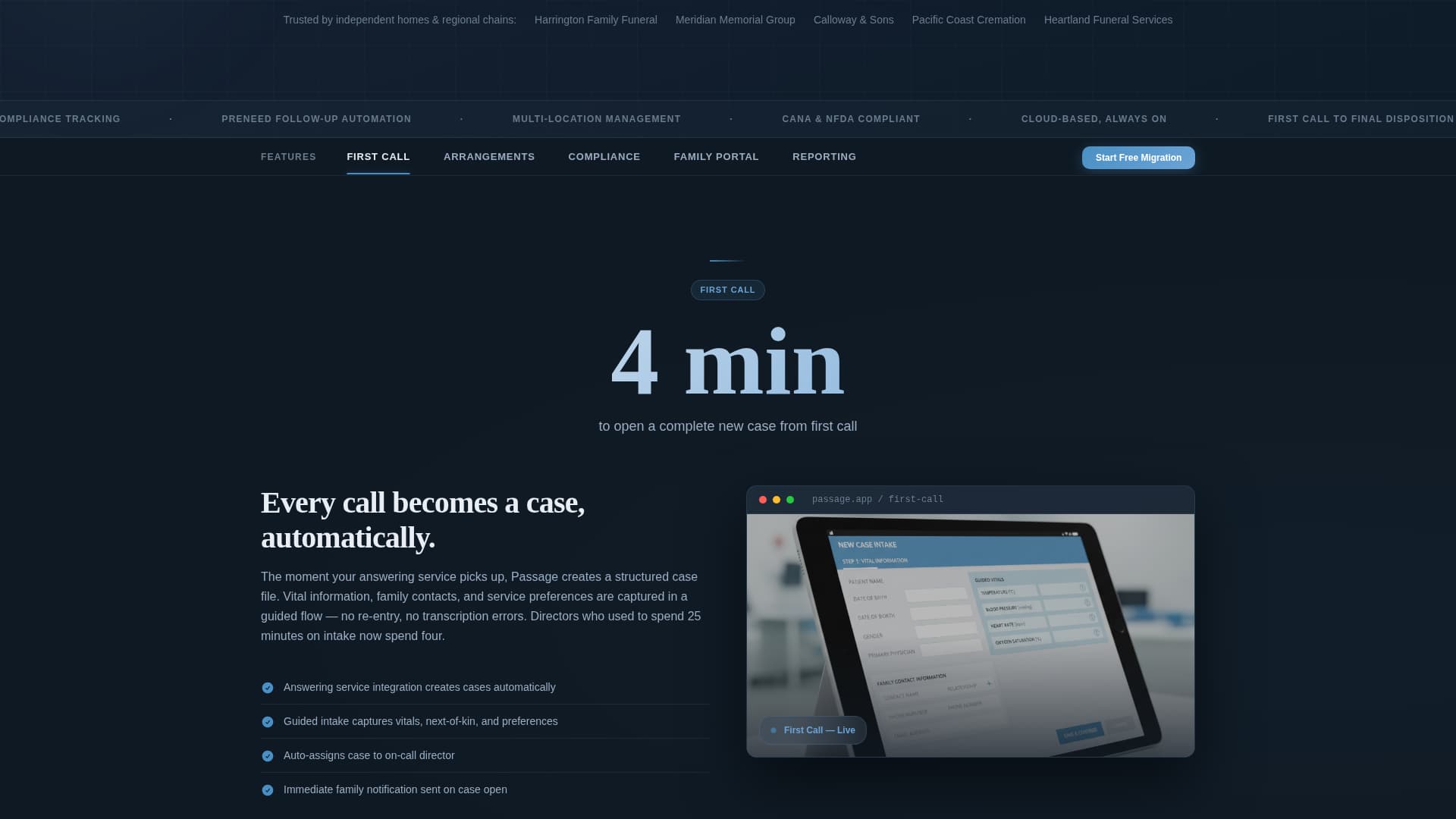 Passage - Streamlined Funeralcrm Landing Page Template
