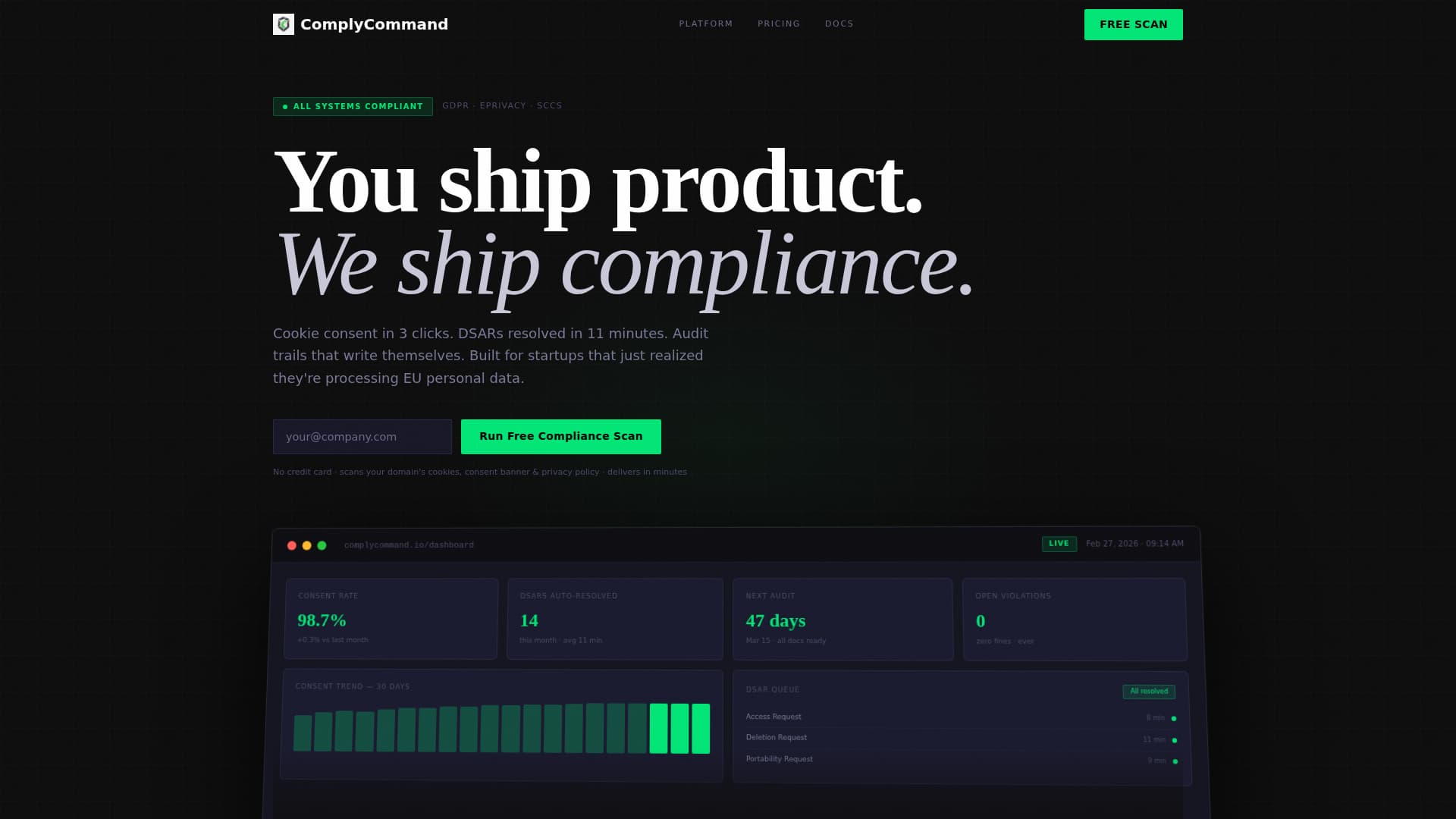 Comply - Streamlined GDPR Landing Page Template