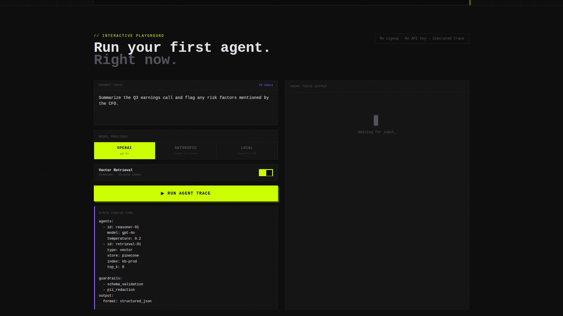 Synth - Powerful AI Agent Landing Page Template
